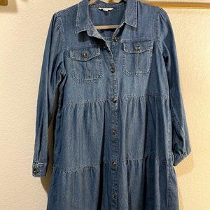 American Eagle Denim Tiered Babydoll Dress